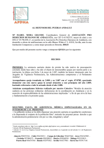 Queja presentada al Defensor del Pueblo Andaluz sobre asistencia