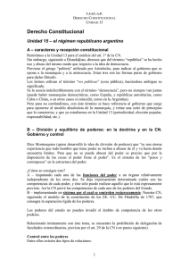 Derecho Constitucional – el régimen republicano argentino Unidad 15