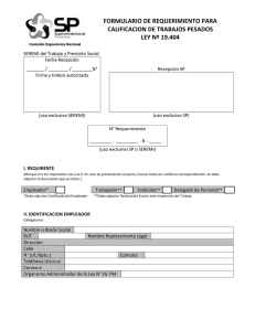 Formulario de requerimiento para calificación de trabajo pesado