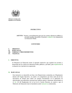Ministerio de Educación República de El Salvador INSTRUCTIVO