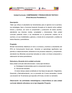 Unidad Curricular: COMPRENSIÓN Y PRODUCCIÓN DE TEXTOS II Descripción
