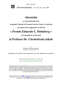 Alocución, « Premio Eduardo L. Holmberg » (1942) al profesor Chr