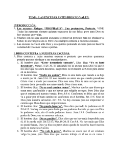 TEMA: LAS EXCUSAS ANTES DIOS NO VALEN