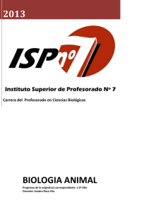 2013 BIOLOGIA ANIMAL Carrera del  Profesorado en Ciencias Biológicas