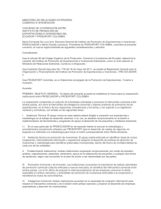 MINISTERIO DE RELACIONES EXTERIORES, COMERCIO E INTEGRACIÓN  CONVENIO DE COOPERACIÓN ENTRE