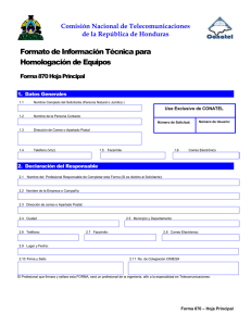 Formato de Información Técnica para Homologación de Equipos Comisión Nacional de Telecomunicaciones