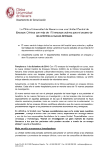 La Clínica Universidad de Navarra crea una Unidad Central de