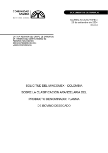 solicitud del mincomex - colombia sobre la clasificación arancelaria