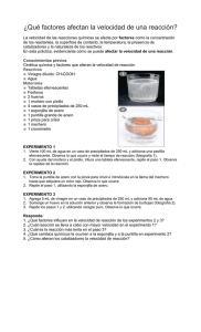 ¿Qué factores afectan la velocidad de una reacción?