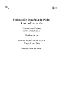 Plan Formativo - Federación Melillense de Padel