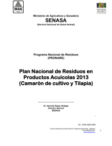 Plan Nacional de Residuos en Productos Acuícolas 2013