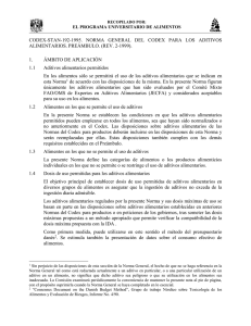 CODEX-STAN-192-1995.  NORMA  GENERAL  DEL  CODEX ... ALIMENTARIOS. PREÁMBULO. (REV. 2-1999).