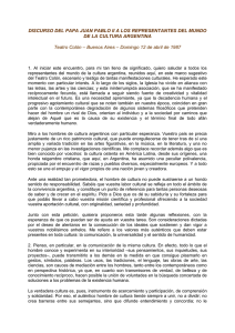 Mensaje de Juan Pablo II a la Cultura en Buenos Aires 1987