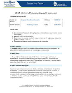 MIII-U2- Actividad 1. Oferta, demanda y equilibrio de mercado Datos