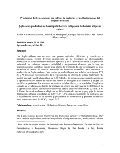 Producción de β-glucosidasas por cultivos de bacterias termófilas indígenas del