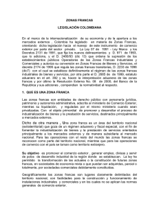 ZONAS FRANCAS LEGISLACIÓN COLOMBIANA