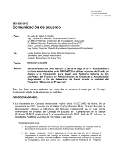 Comunicación de acuerdo  SCI-358-2013 Para: