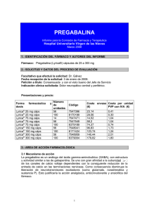 informe de pregabalina - Hospital Universitario Virgen de las Nieves