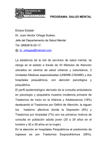 PROGRAMA: SALUD MENTAL  Enlace Estatal: Dr. Juan Hector Ortega Suárez.