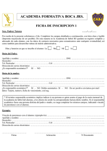 Ficha de inscripción - Escuela Boca Juniors Pilar