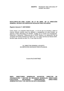 ASUNTO:  NOTA-CIRCULAR  NÚM.  41/2007,  DE  27 ... GENERAL ADJUNTA DE SERVICIOS SOCIALES PARA AFILIADOS.