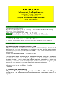 RALTEGRAVIR Informe de Evaluación para Hospital Universitario Virgen del Rocío