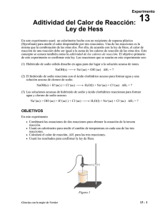 Aditividad del calor de reacción Ley de Hess Exp 13