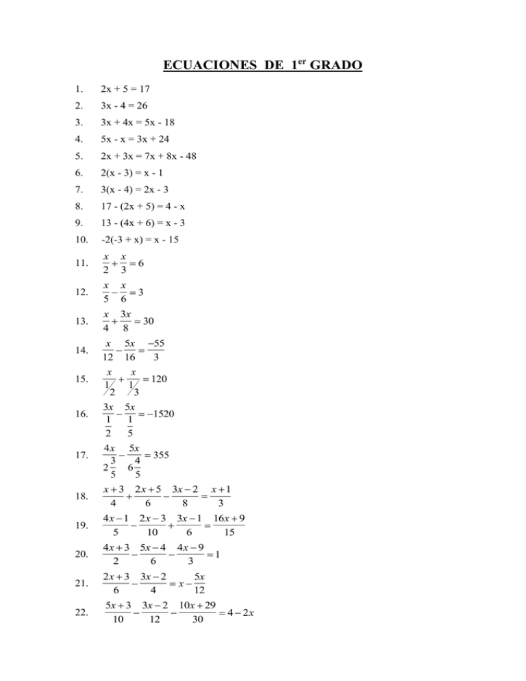 ECUACIONES DE 1er GRADO