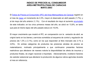 INDICE DE PRECIOS AL CONSUMIDOR AREA METROPOLITANA DE CARACAS MAYO 2003
