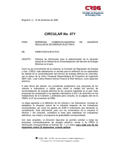 CIRCULAR071-2006 - CREG Comisión de Regulación de