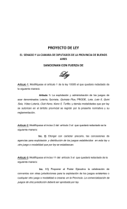 Ley  PROYECTO DE LEY SANCIONAN CON FUERZA DE