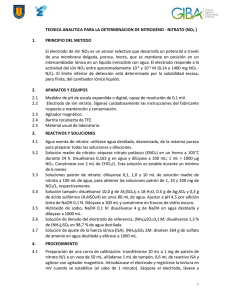 TECNICA ANALITICA PARA LA DETERMINACION DE NITROGENO - NITRATO (NO ) 1.