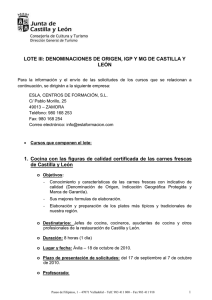 LOTE III: DENOMINACIONES DE ORIGEN, IGP Y MG DE CASTILLA