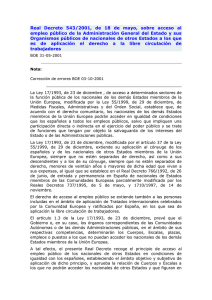 Real Decreto 543/2001, de 18 de mayo, sobre acceso al empleo