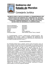 Gobierno del Estado de Morelos Consejería Jurídica DECRETO