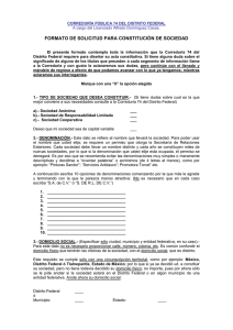 SOLICITUD DE CONSTITUCIÓN DE SOCIEDAD