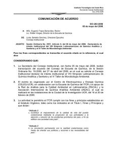 COMUNICACIÓN DE ACUERDO  SCI-263-2008 08 de mayo del 2008