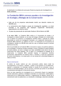 La Fundación BBVA convoca ayudas a la investigación  NOTA DE PRENSA