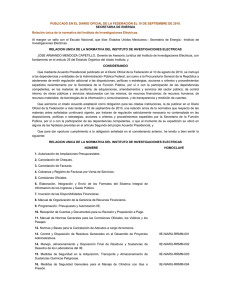 PUBLICADO EN EL DIARIO OFICIAL DE LA FEDERACIÓN EL 10... Relación única de la normativa del Instituto de Investigaciones Eléctricas.