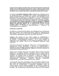 Iniciativa del Sen. Alejandro González Yáñez, del Grupo