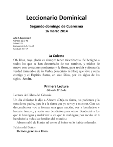 Leccionario Dominical Segundo domingo de Cuaresma 16 marzo 2014 La Colecta