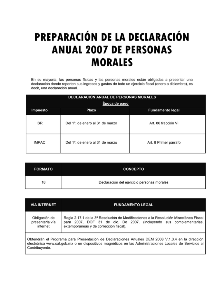 Declaraci N Anual De Personas Morales