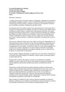 Carta del Presidente Evo Morales
