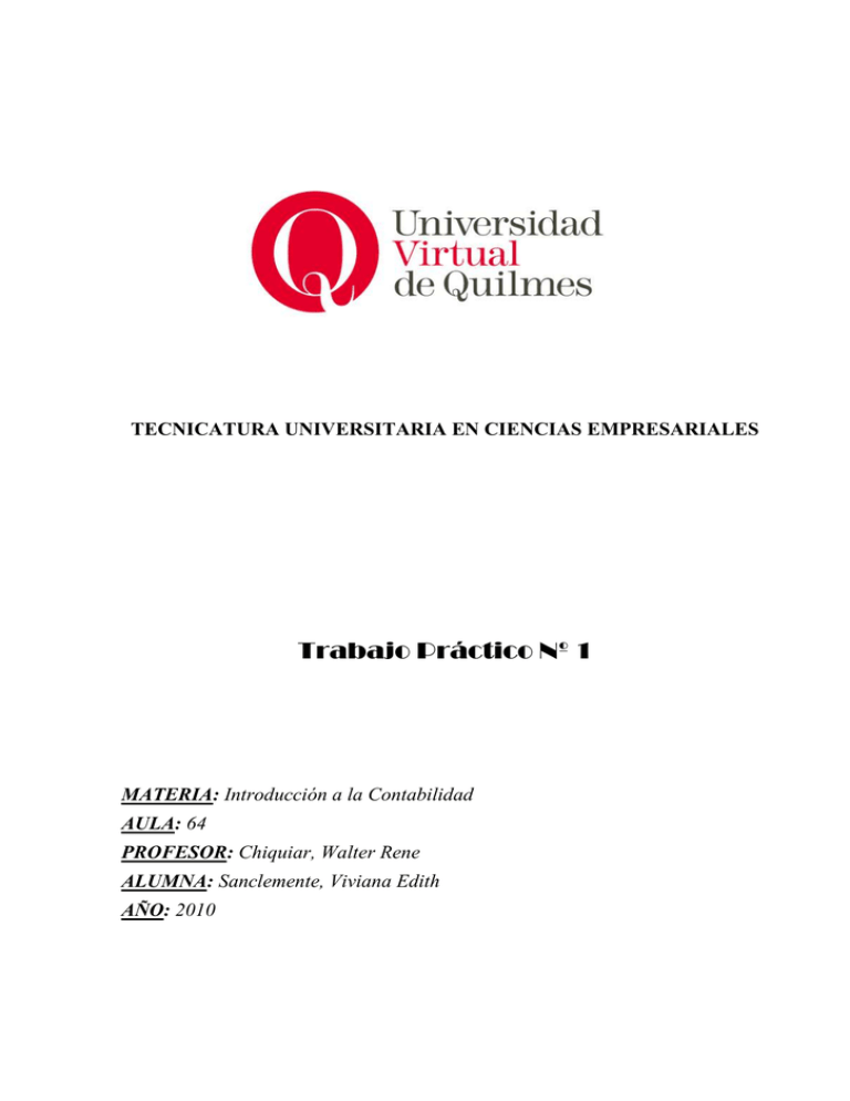 Trabajo Práctico Nº 1 TECNICATURA UNIVERSITARIA EN CIENCIAS