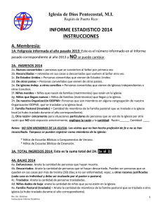 INFORME ESTADISTICO 2014 INSTRUCCIONES NO Iglesia de Dios Pentecostal, M.I.