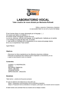 LABORATORIO VOCAL Taller creativo de voces dictado por Marianela Rufinetti