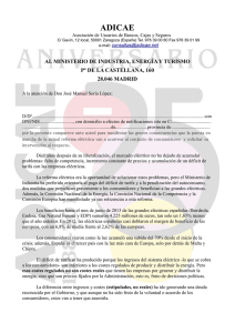 escrito de protesta dirigido al ministro José Manuel Soria