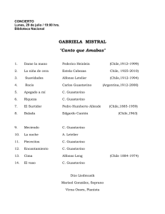 GABRIELA  MISTRAL &#34;Canto que Amabas&#34;