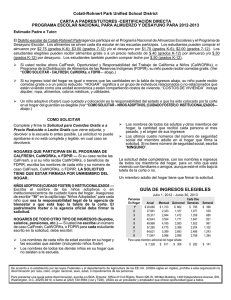 Direct Certification Letter (Spanish)