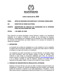 CARTA CIRCULAR No. 033 de 2005 - Registraduría Nacional del